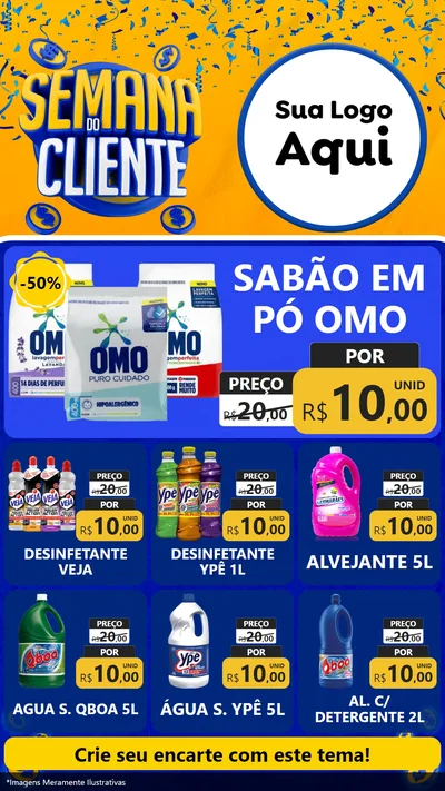 Modelo de Rede Social para Stories com o tema Semana do Cliente para Produtos de Limpeza