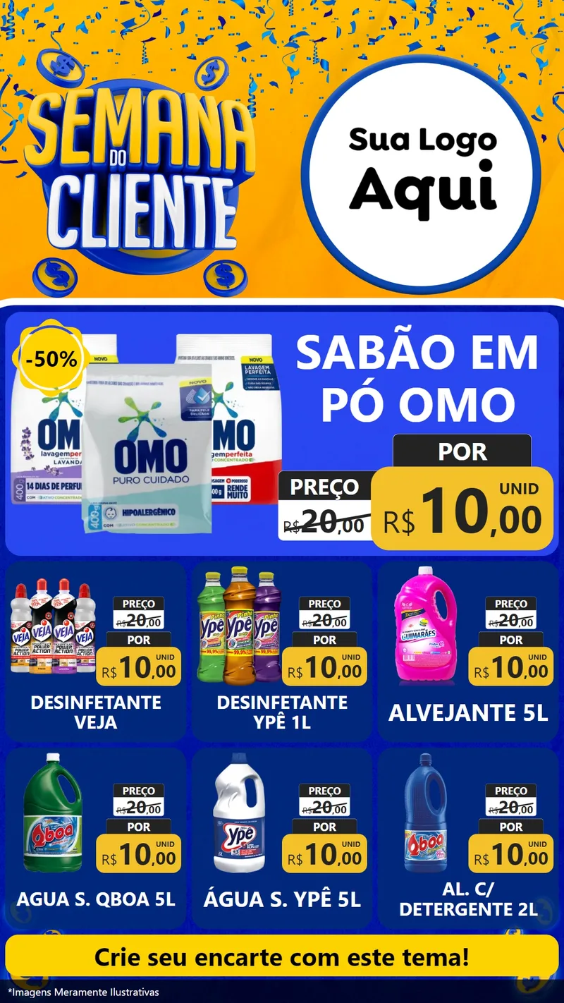 Modelo de Rede Social para Stories com o tema Semana do Cliente para Produtos de Limpeza