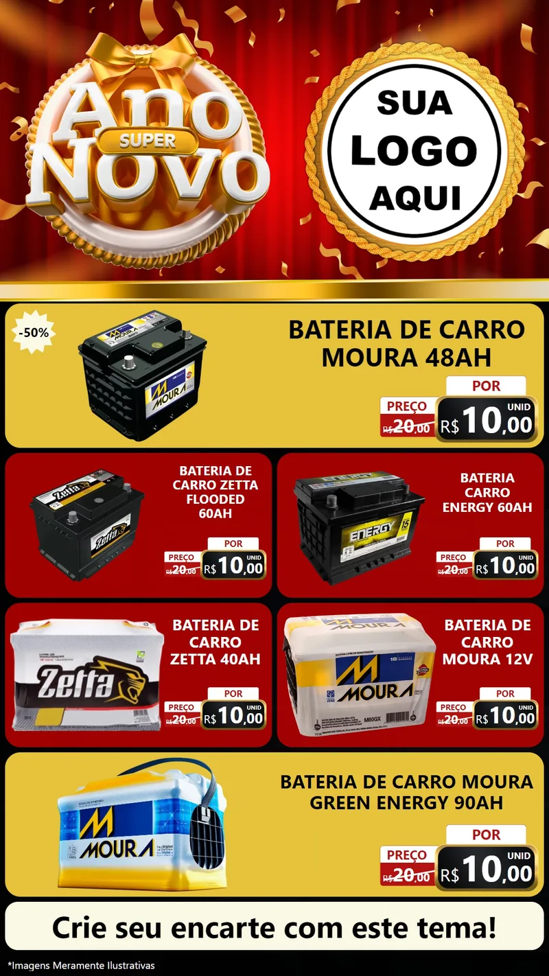 Modelo de TV para TV Vertical com o tema Super Ano Novo para Baterias Elétricas