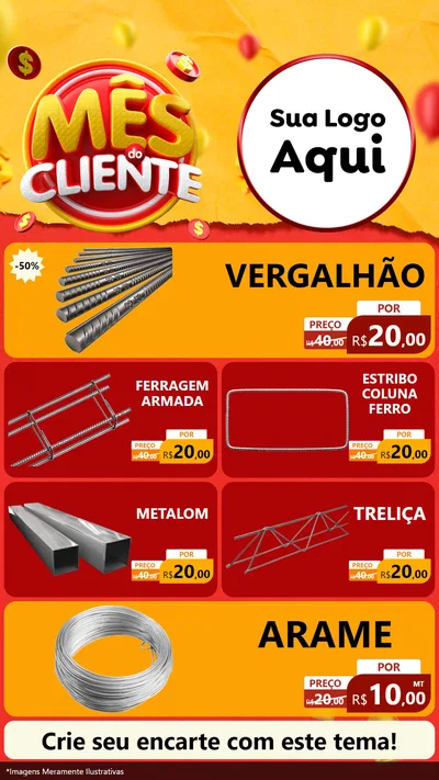Modelo de TV para TV Vertical com o tema Mês do Cliente para Ferragens