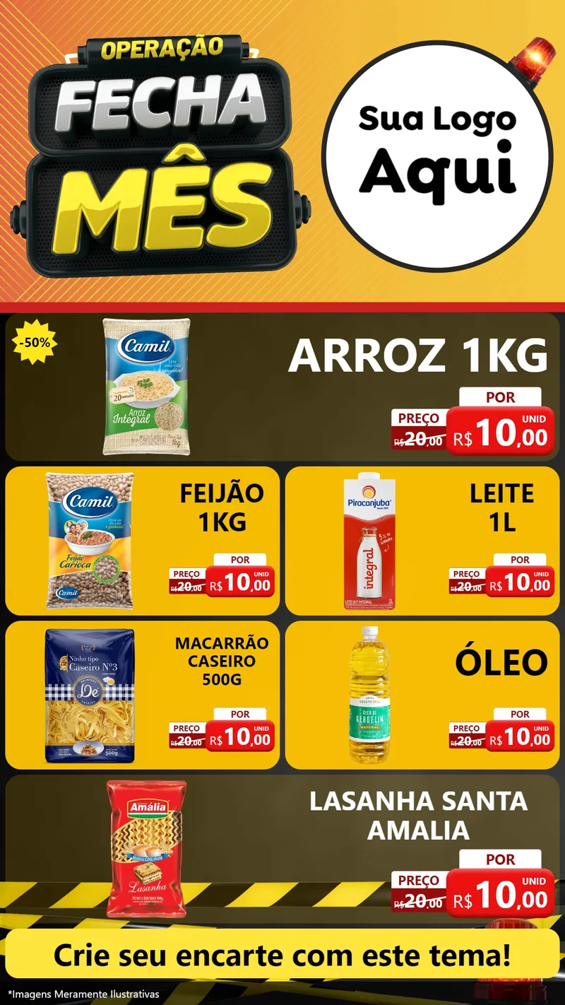 Modelo de TV para TV Vertical com o tema Operação Fecha Mês para Supermercado