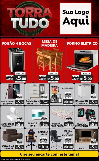 Modelo de Encarte para Encarte Grande com o tema Torra Tudo para Móveis e Eletro