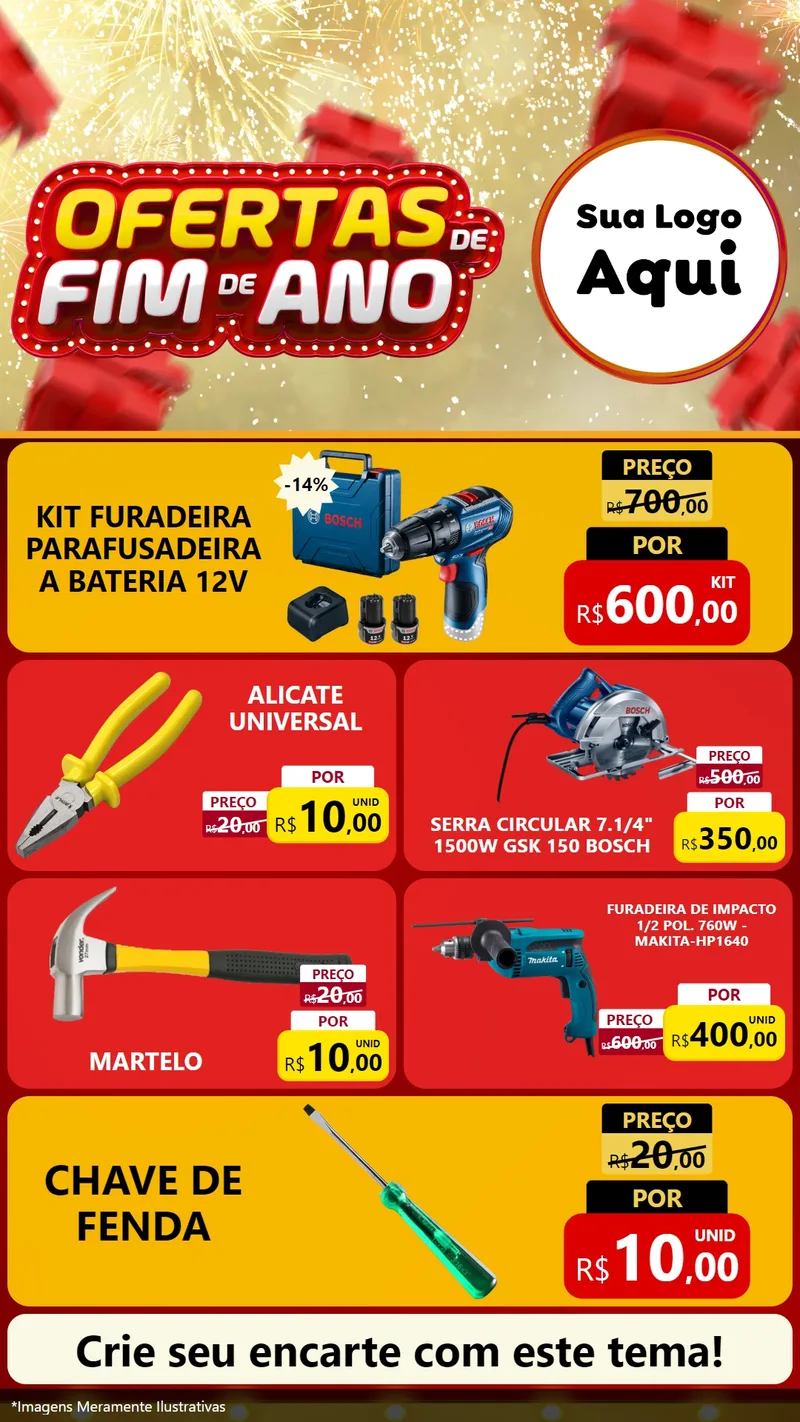 Modelo de TV para TV Vertical com o tema Ofertas de Fim de Ano para Maquinas e Ferramentas