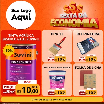 Modelo de Rede Social para Feed Facebook com o tema Sexta da Economia para Tintas e Ferramentas