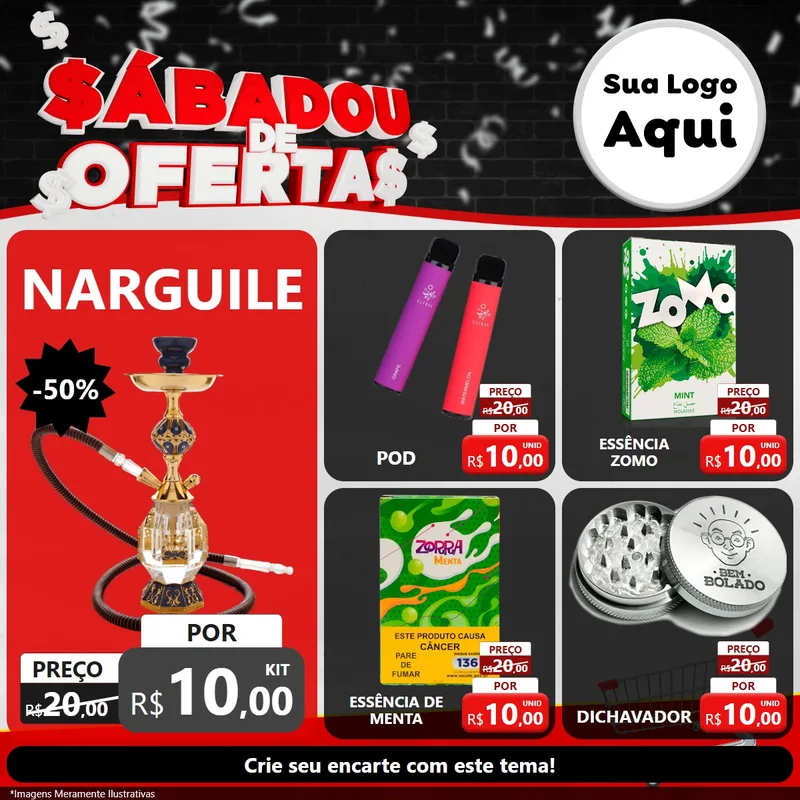 Modelo de Rede Social para Feed Facebook com o tema Sabadou de Ofertas para Tabacaria
