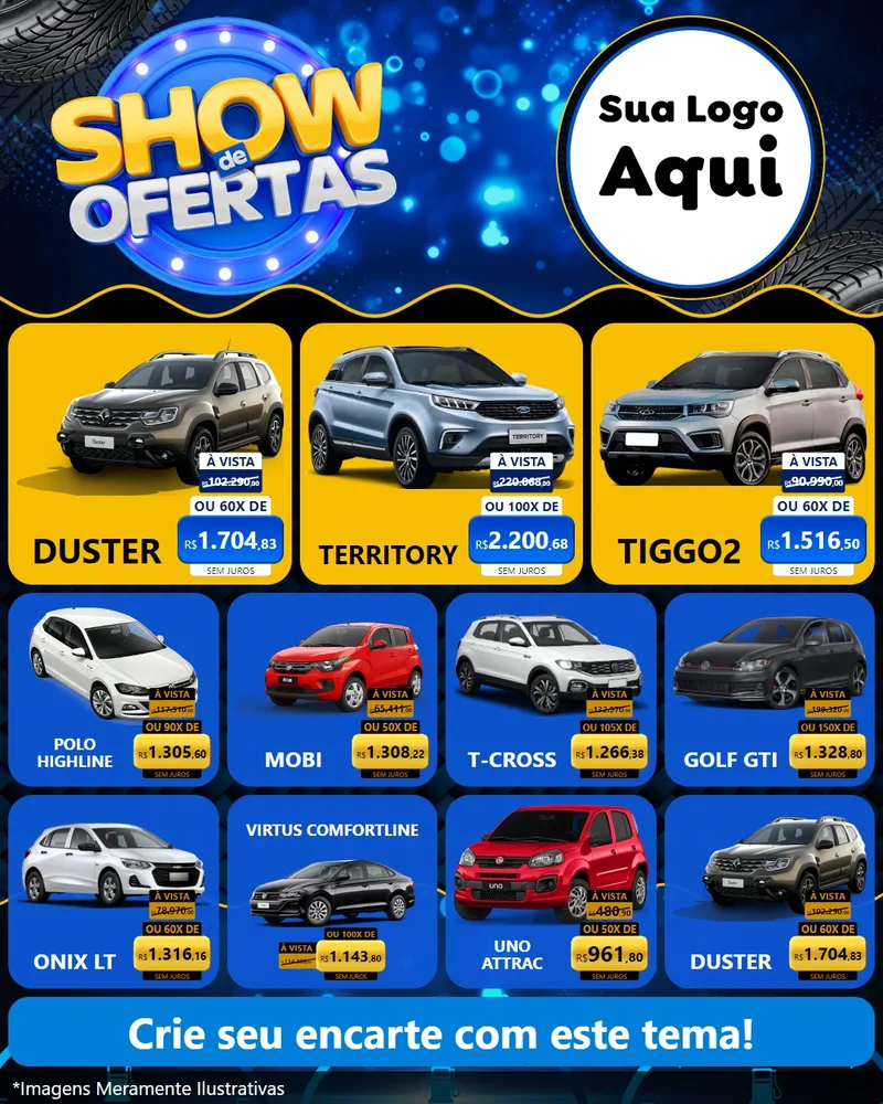 Modelo de Rede Social para Feed Instagram com o tema Show de Ofertas para Concessionaria de Carros