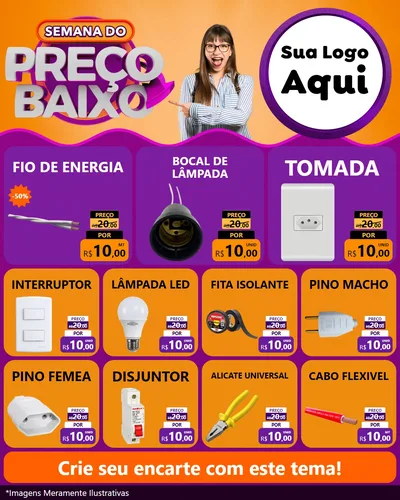 Modelo de Rede Social para Feed Instagram com o tema Semana do Preço Baixo para Materiais Elétricos