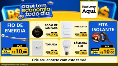 Modelo de TV para TV Horizontal com o tema Aqui Tem Economia Todo Dia para Materiais Elétricos