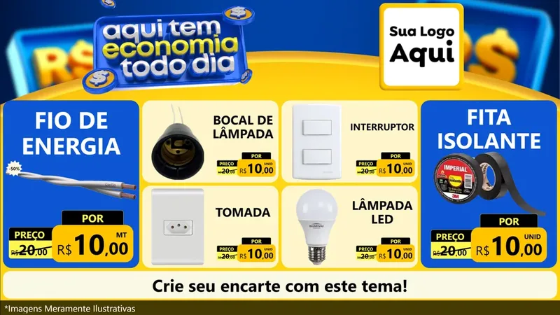 Modelo de TV para TV Horizontal com o tema Aqui Tem Economia Todo Dia para Materiais Elétricos