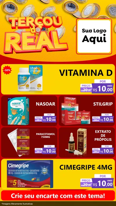 Modelo de TV para TV Vertical com o tema Terçou do Real para Farmácia