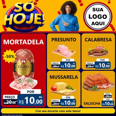 Modelo de Rede Social para Feed Facebook com o tema Só Hoje! para Frios e Laticínios