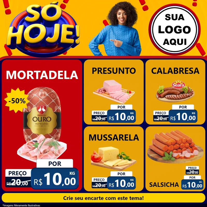 Modelo de Rede Social para Feed Facebook com o tema Só Hoje! para Frios e Laticínios