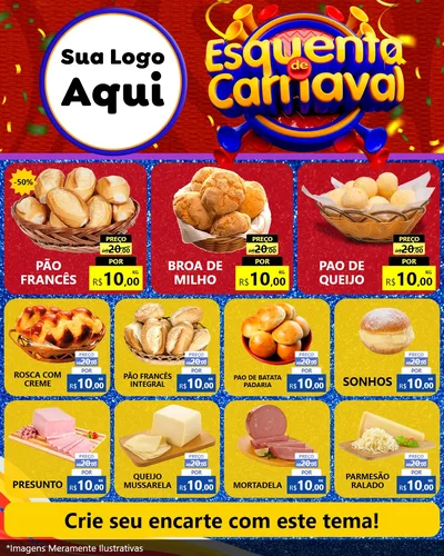 Modelo de Rede Social para Feed Instagram com o tema Esquenta de Carnaval para Padaria