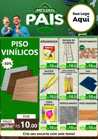 Modelo de Encarte para Encarte A4 Vertical com o tema Mês dos Pais para Material para Construção