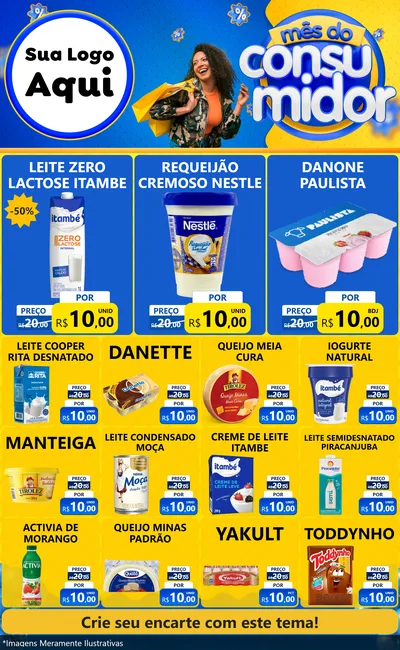 Modelo de Encarte para Encarte Grande com o tema Mês do Consumidor para Frios e Laticínios
