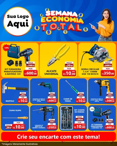 Modelo de Rede Social para Feed Instagram com o tema Semana Economia Total para Maquinas e Ferramentas