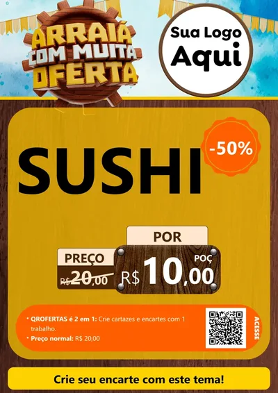 Modelo de Cartaz para Cartaz A4 Vertical com o tema Ofertas de São João - Junina para Comida japonesa
