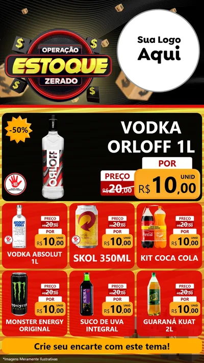 Modelo de Rede Social para Stories com o tema Operação Estoque Zerado para Distribuidora de bebidas