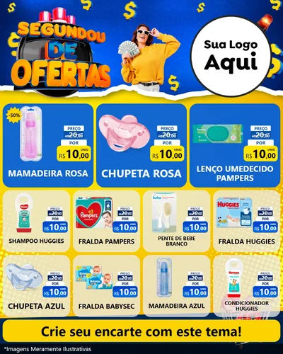 Modelo de Rede Social para Feed Instagram com o tema Segundou de Ofertas para Bebês
