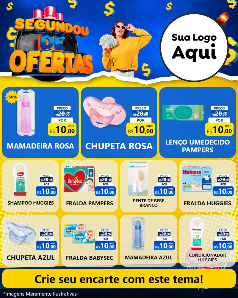 Modelo de Rede Social para Feed Instagram com o tema Segundou de Ofertas para Bebês