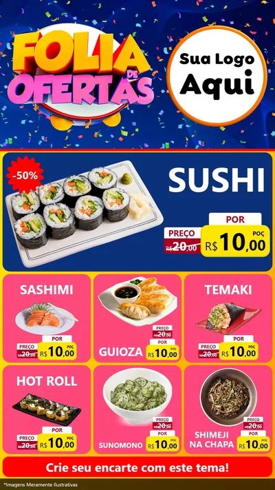 Modelo de Rede Social para Stories com o tema Folia de Ofertas para Comida japonesa