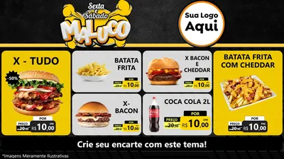Modelo de TV para TV Horizontal com o tema Sexta e Sábado Maluco para Hamburgueria