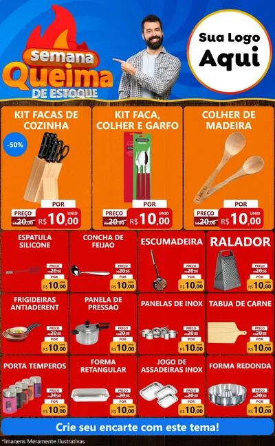 Modelo de Encarte para Encarte Grande com o tema Semana Queima de Estoque para Utilidades Domésticas