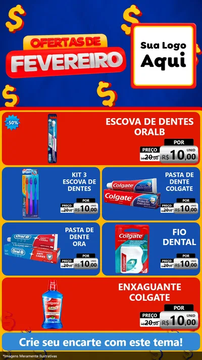 Modelo de TV para TV Vertical com o tema Ofertas de Fevereiro para Higiene Pessoal