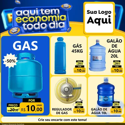 Modelo de Rede Social para Feed Facebook com o tema Aqui Tem Economia Todo Dia para Água e gás