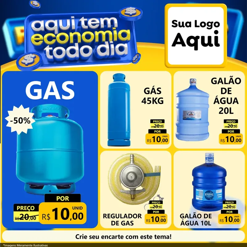 Modelo de Rede Social para Feed Facebook com o tema Aqui Tem Economia Todo Dia para Água e gás