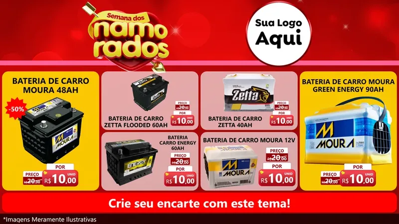 Modelo de TV para TV Horizontal com o tema Semana dos namorados para Baterias Elétricas
