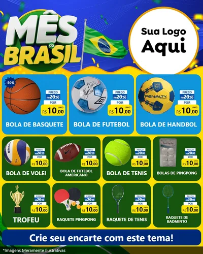 Modelo de Rede Social para Feed Instagram com o tema Mês do Brasil para Artigos Esportivos