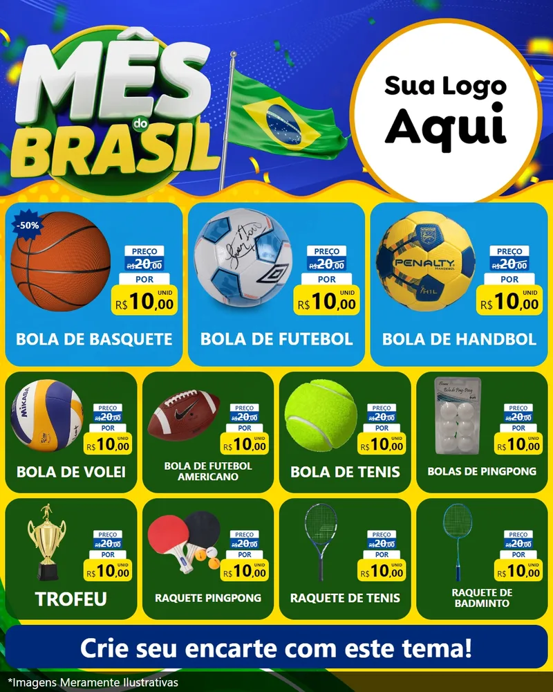Modelo de Rede Social para Feed Instagram com o tema Mês do Brasil para Artigos Esportivos