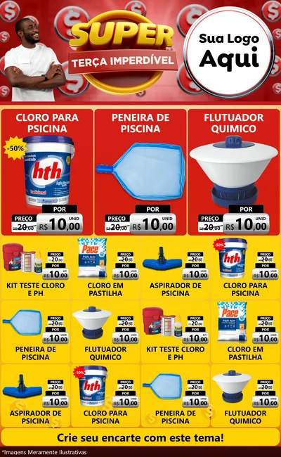 Modelo de Encarte para Encarte Grande com o tema Super Terça Imperdível para Produtos para Piscina