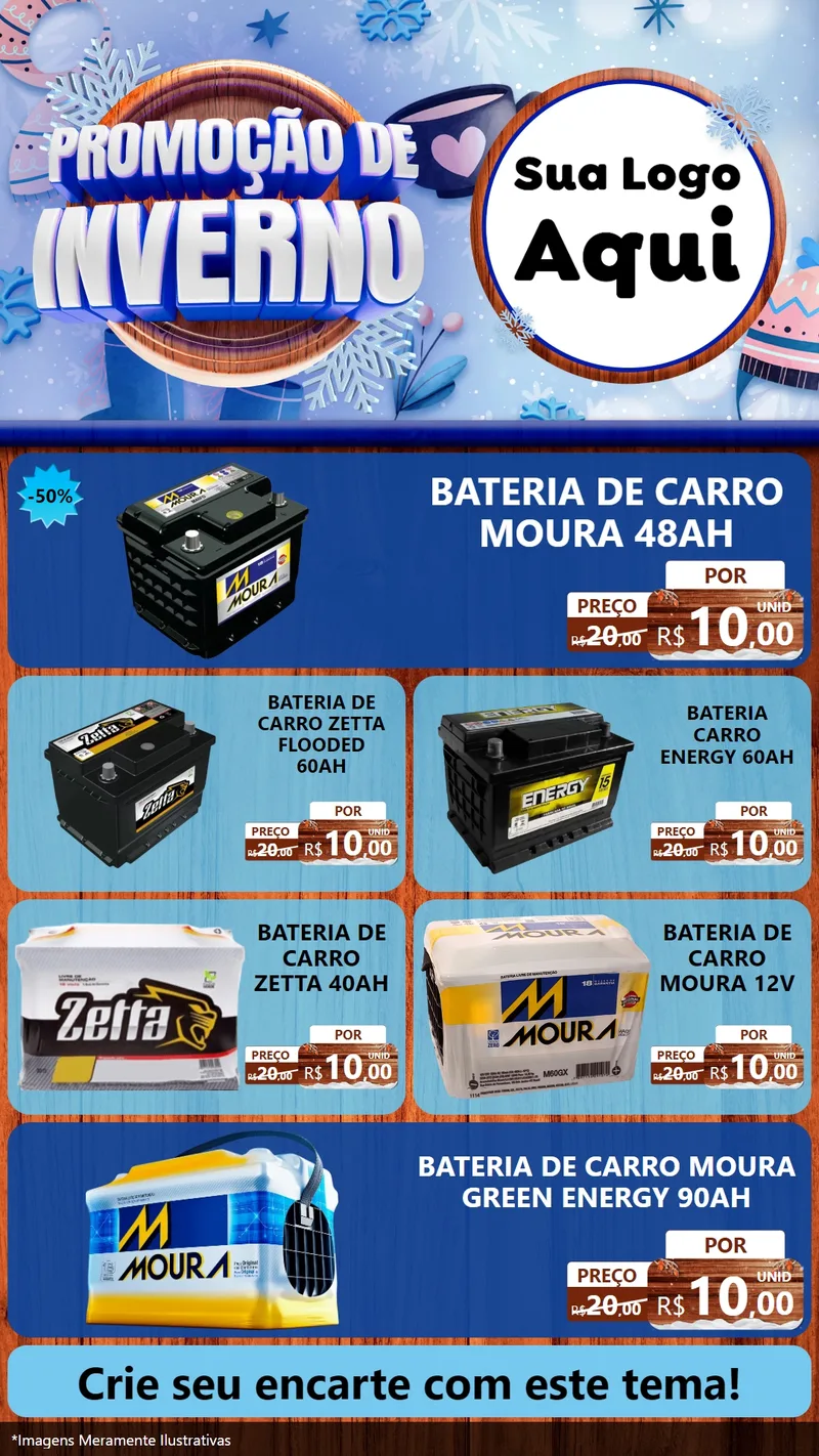 Modelo de TV para TV Vertical com o tema Promoção de Inverno para Baterias Elétricas