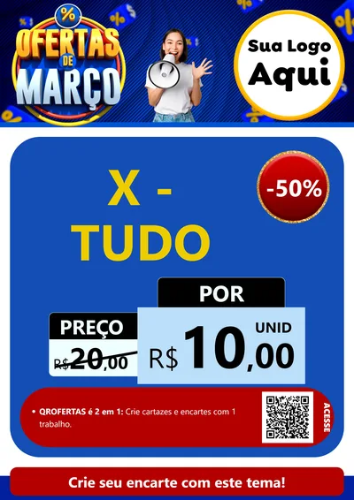 Modelo de Cartaz para Cartaz A4 Vertical com o tema Ofertas de Março para Hamburgueria