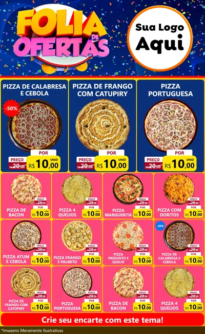 Modelo de Encarte para Encarte Grande com o tema Folia de Ofertas para Pizzaria