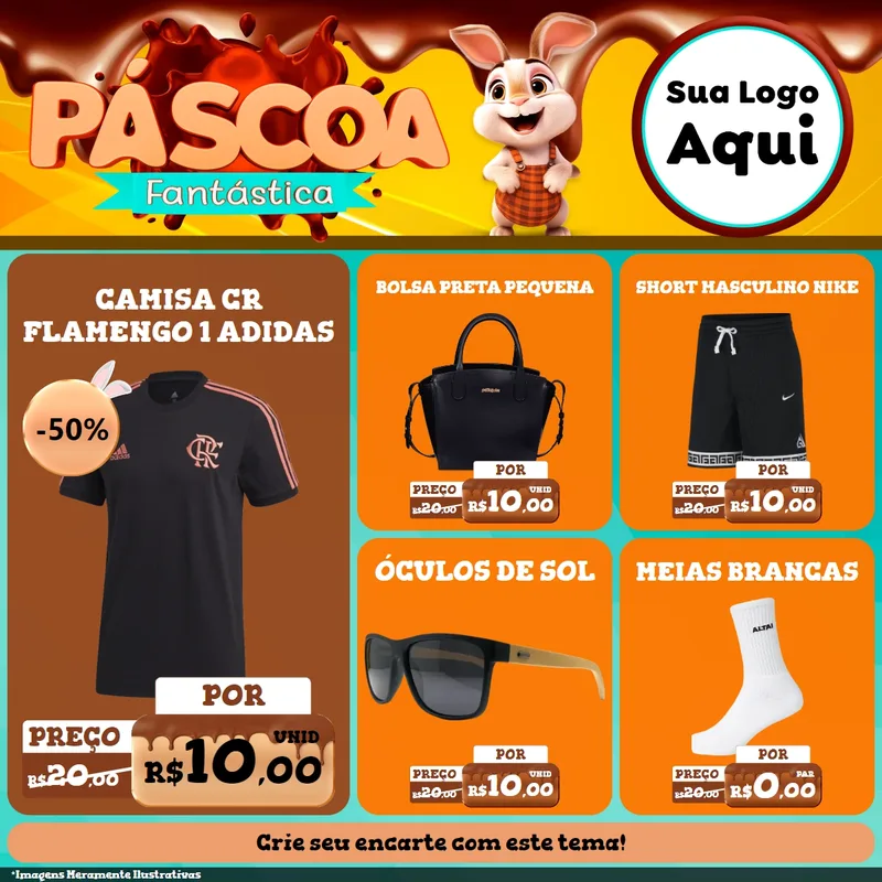 Modelo de Rede Social para Feed Facebook com o tema Páscoa Fantástica para Roupas e acessórios