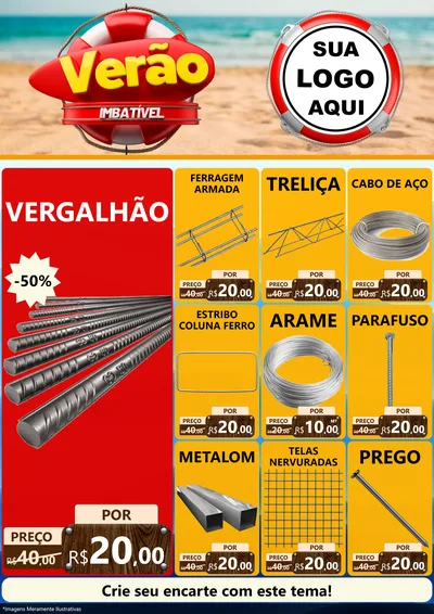 Modelo de Encarte para Encarte A4 Vertical com o tema Verão Imbatível para Ferragens