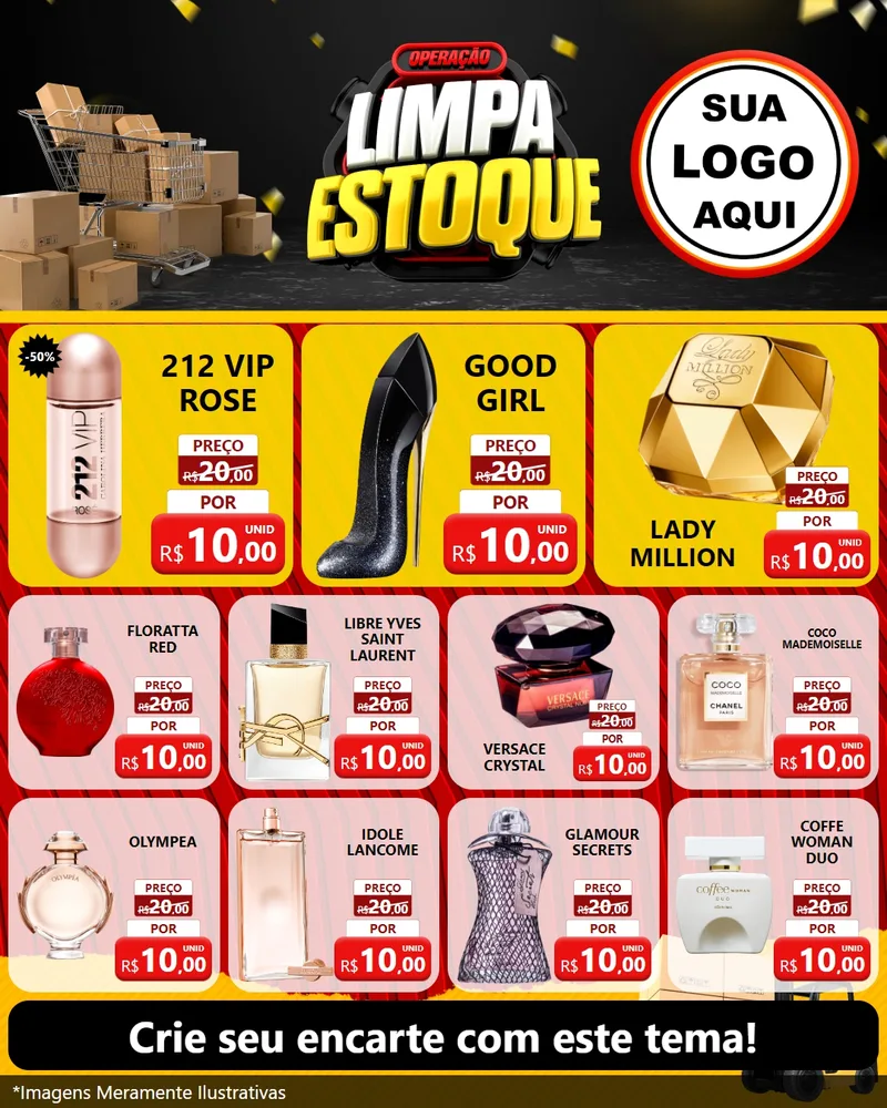 Modelo de Rede Social para Feed Instagram com o tema Operação Limpa Estoque para Perfumes