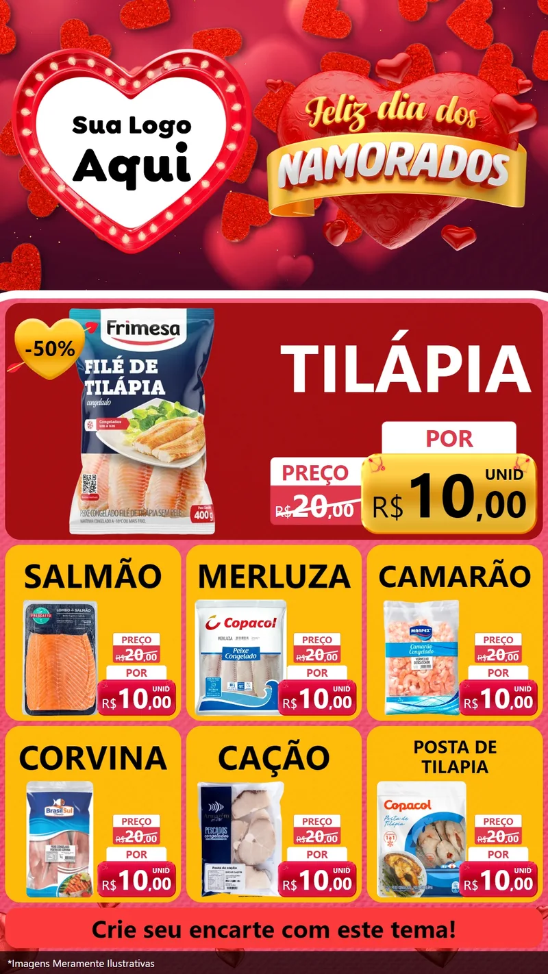 Modelo de Rede Social para Stories com o tema Feliz Dia Dos Namorados para Peixaria