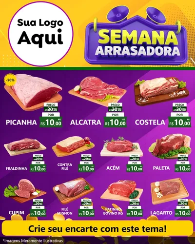 Modelo de Rede Social para Feed Instagram com o tema Semana Arrasadora para Açougue