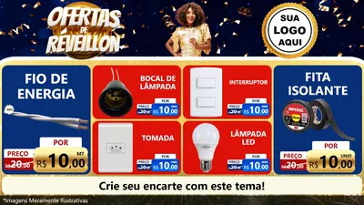 Modelo de TV para TV Horizontal com o tema Ofertas de Réveillon para Materiais Elétricos