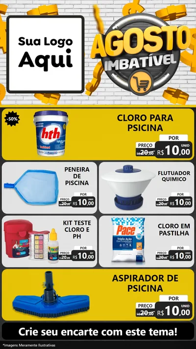 Modelo de TV para TV Vertical com o tema Agosto imbatível para Produtos para Piscina