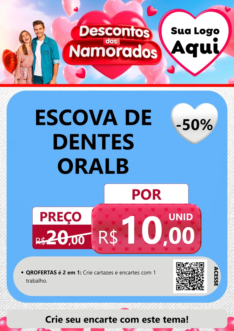 Modelo de Cartaz para Cartaz A4 Vertical com o tema Descontos dos Namorados para Higiene Pessoal