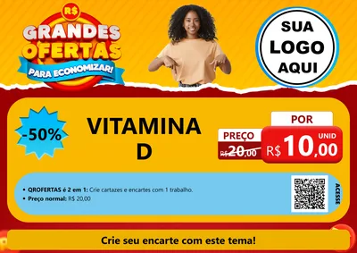 Modelo de Cartaz para Cartaz A4 Horizontal com o tema Grandes Ofertas Para Economizar! para Farmácia