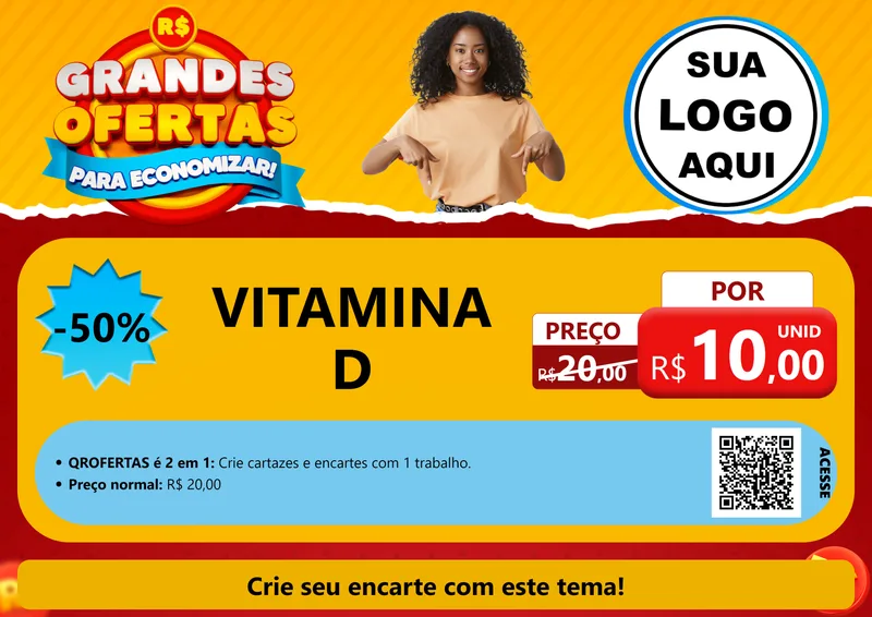 Modelo de Cartaz para Cartaz A4 Horizontal com o tema Grandes Ofertas Para Economizar! para Farmácia