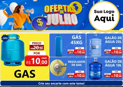 Modelo de Encarte para Encarte A4 Horizontal com o tema Ofertas de Julho para Água e gás