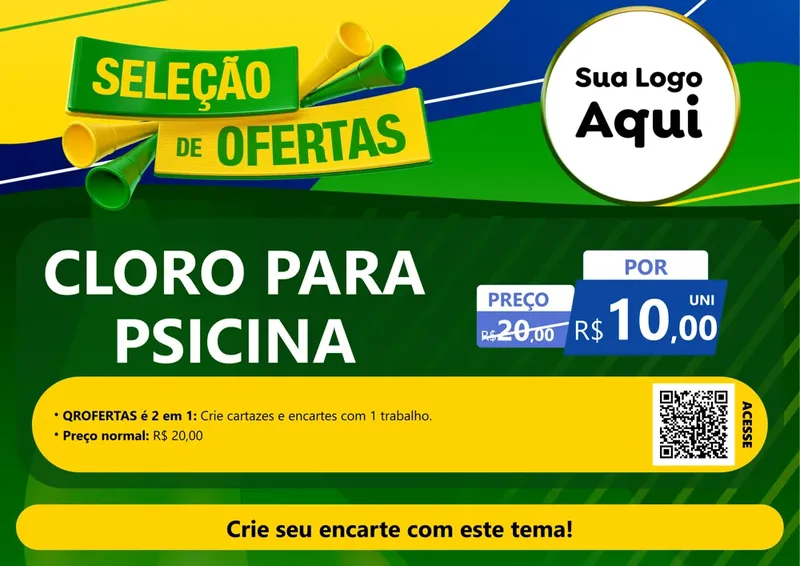 Modelo de Cartaz para Cartaz A4 Horizontal com o tema Seleção de Ofertas - Copa para Produtos para Piscina