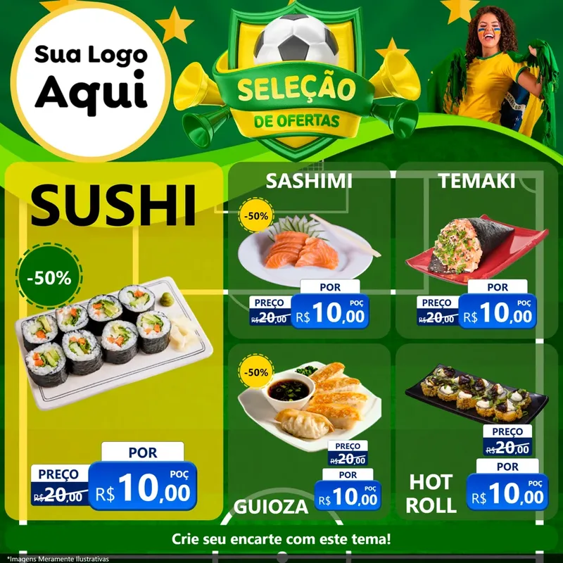 Modelo de Rede Social para Feed Facebook com o tema Seleção de Ofertas - Copa para Comida japonesa